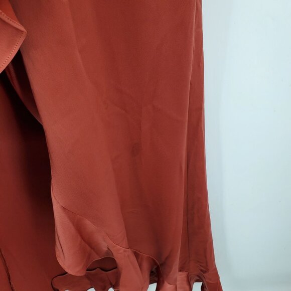 David's Bridal Cinnamon Faux Wrap Ruffley High Low Hem Maxi Bridesmaid Dress 6 - Picture 8 of 12